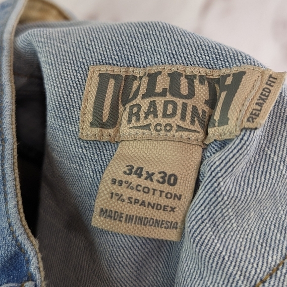 Duluth Trading Jeans Mens 34 X 30 Flex Ballroom Light Wash Denim Blue - Picture 3 of 11